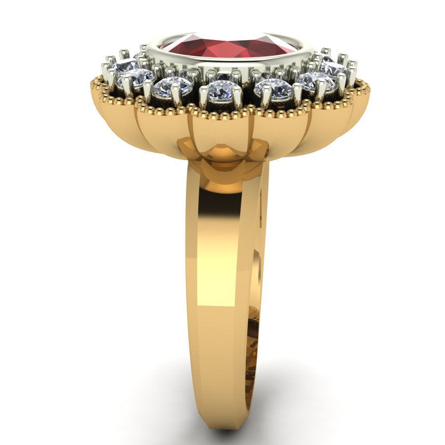 Перстень из красного+белого золота  с гранатом (модель 02-1240.0.4210) - 6