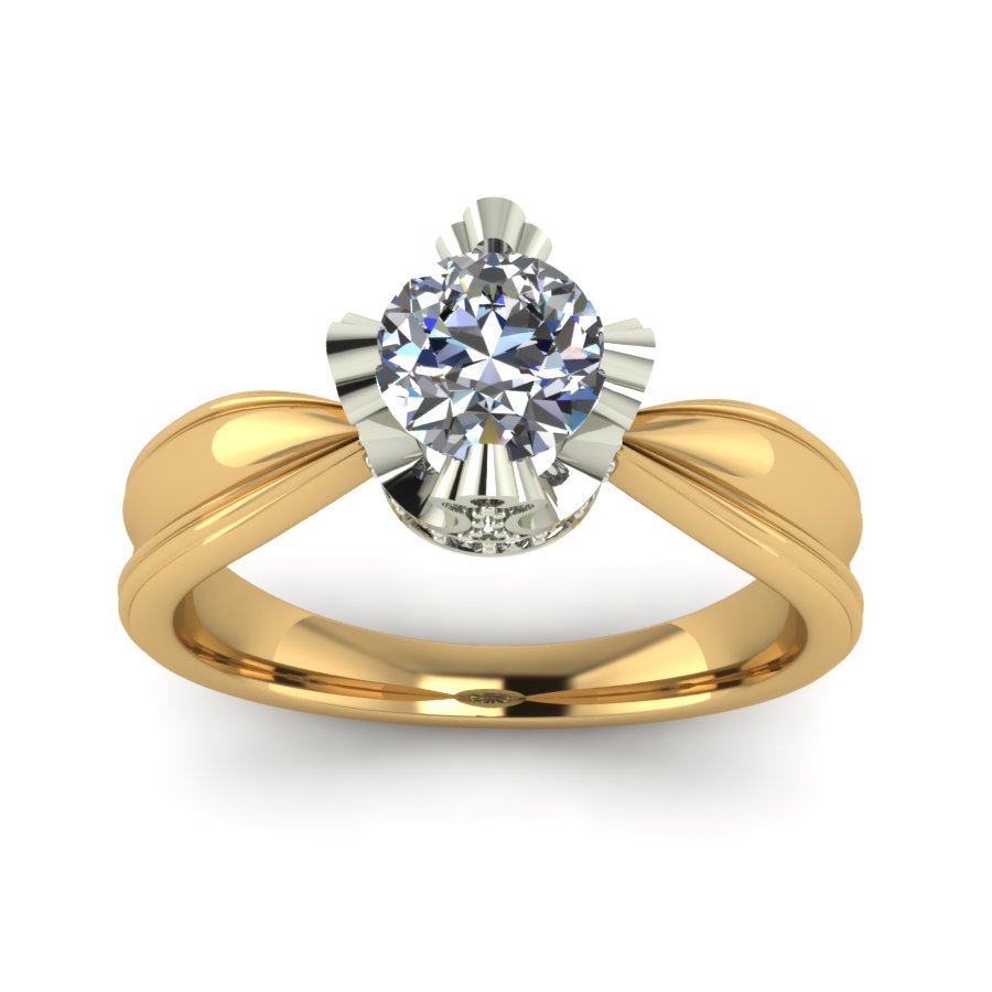Перстень из красного+белого золота  с цирконием (модель 02-1267.0.4401) - 6