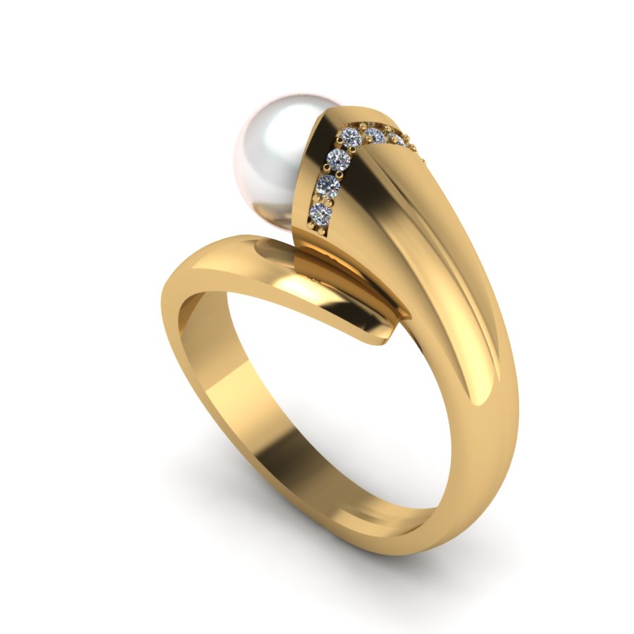 Перстень из красного золота  с жемчугом (модель 02-1148.0.1310) - 6