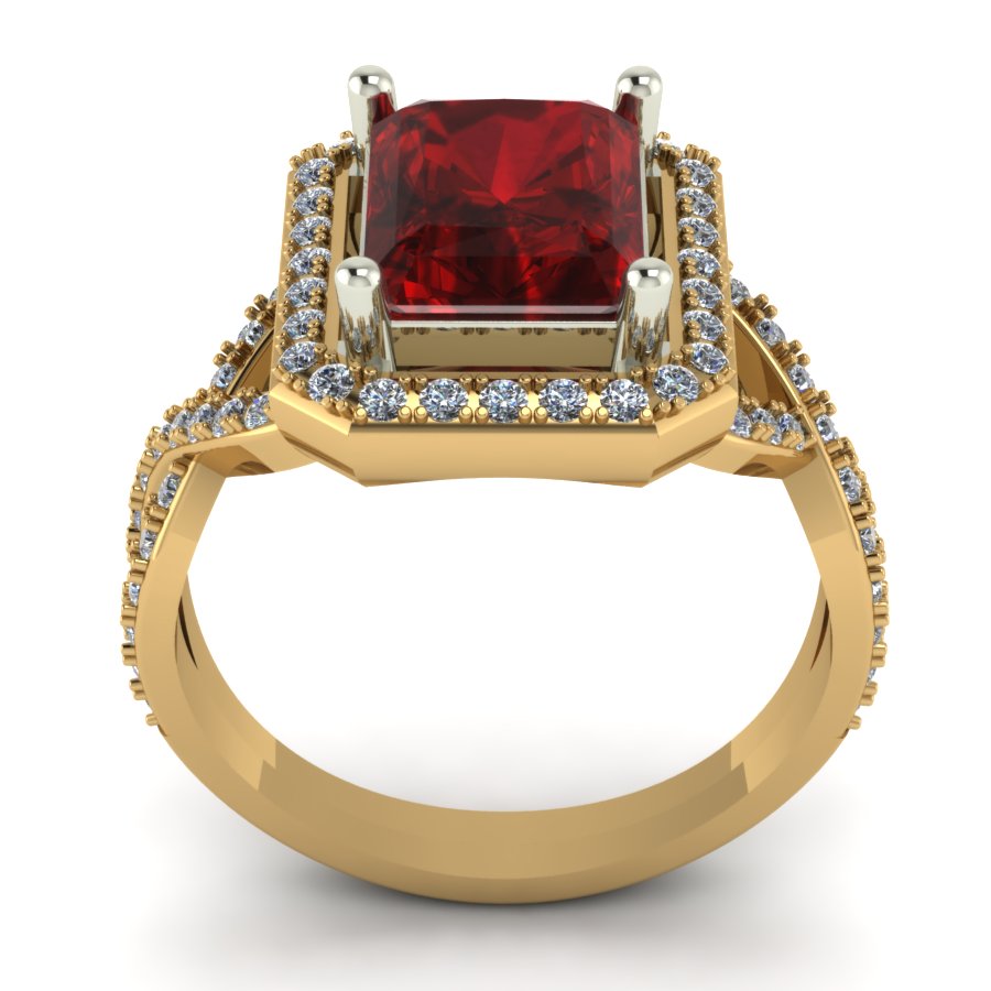 Перстень из красного+белого золота  с гранатом (модель 02-1419.0.4210) - 6