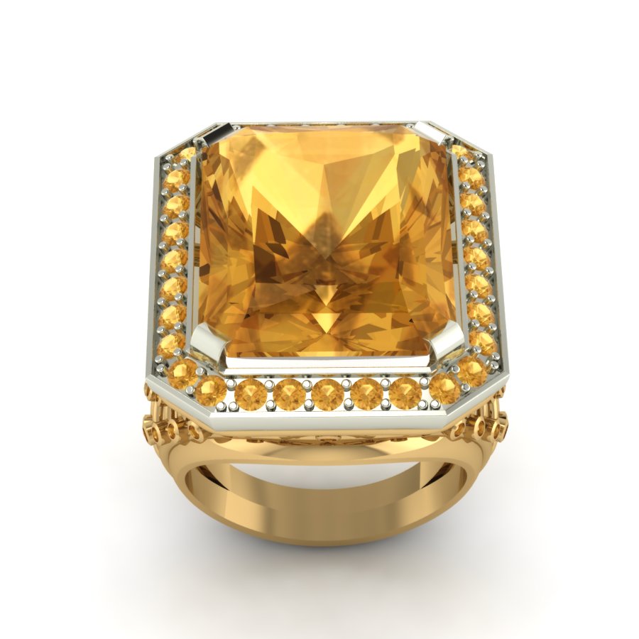 Перстень из красного+белого золота  с цитрином (модель 02-1374.0.4270) - 4
