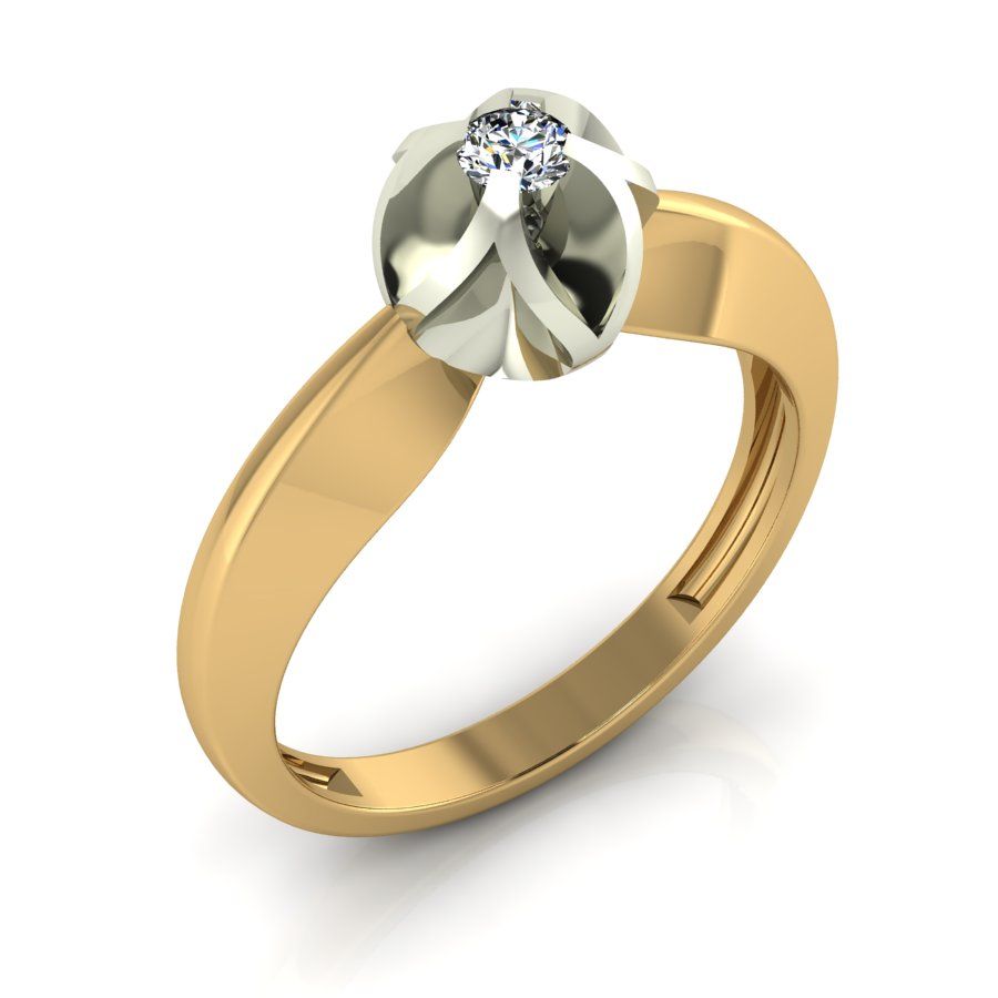 Перстень из красного+белого золота  с бриллиантом (модель 02-2197.0.4110)