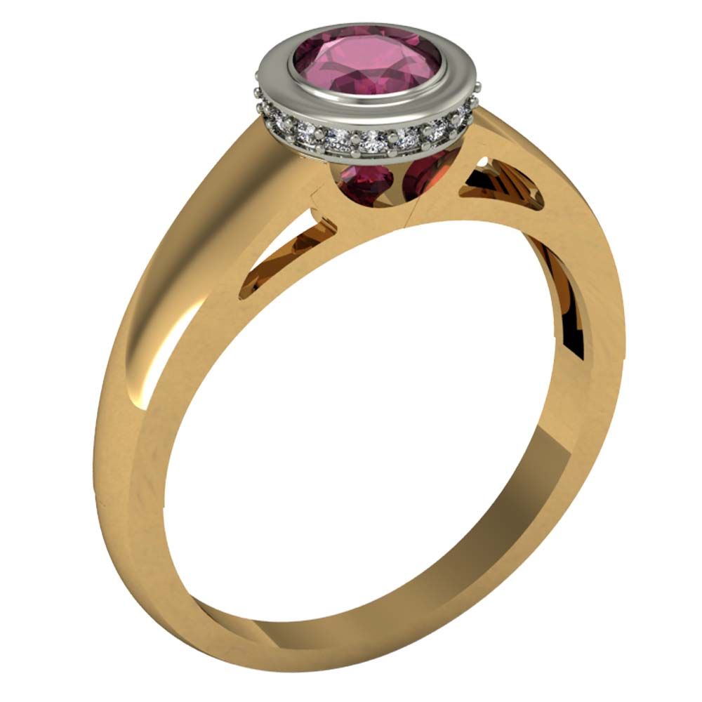 Перстень из красного+белого золота  с корундом синтетич (модель 02-0986.0.4406)