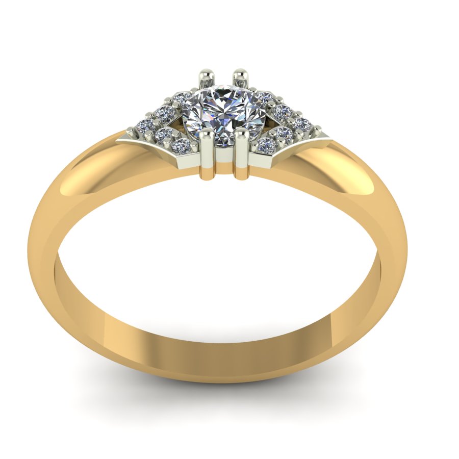 Перстень из красного+белого золота  с цирконием (модель 02-1631.0.4401) - 1