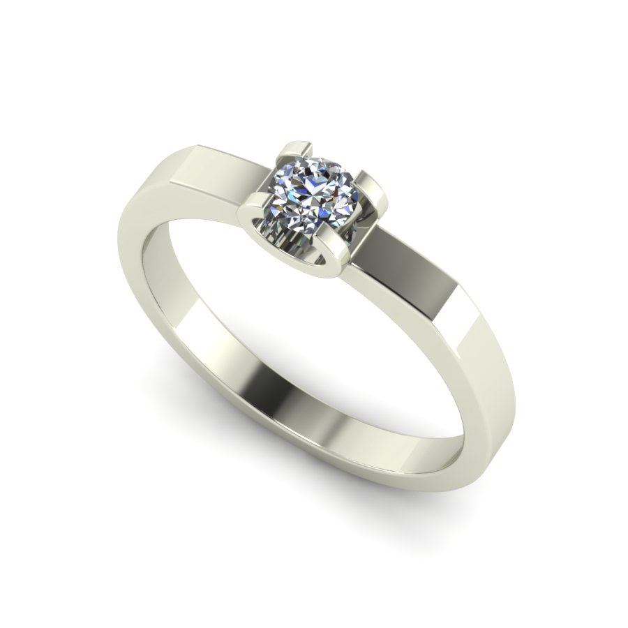 Перстень из белого золота  с бриллиантом (модель 02-1537.0.2110) - 2