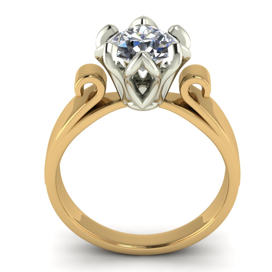 Перстень из красного+белого золота  с цирконием (модель 02-1237.0.4401) - 2