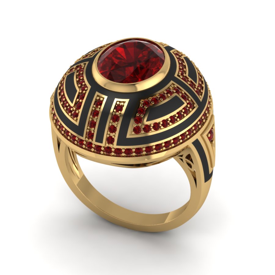 Перстень из красного золота  с гранатом (модель 02-1566.0.1210) - 4