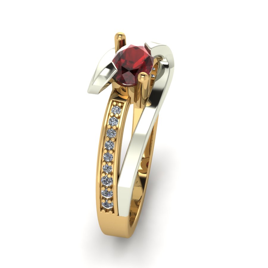 Перстень из красного+белого золота  с гранатом (модель 02-1707.0.4210) - 3