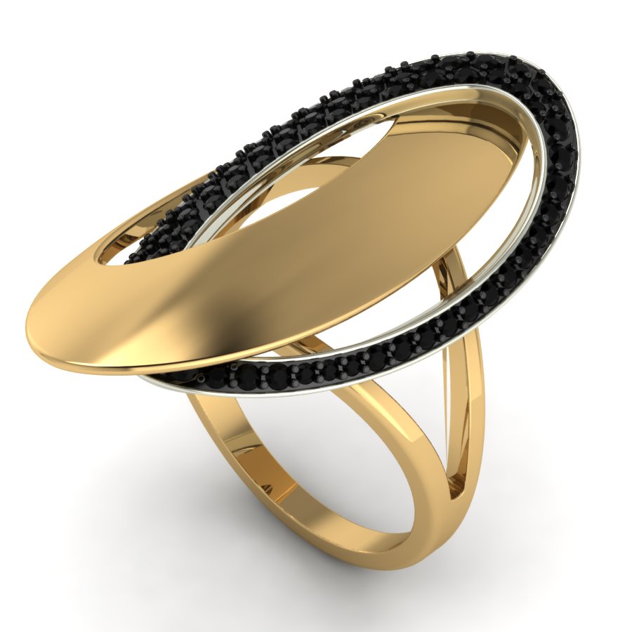 Перстень из красного+белого золота  с цирконием (модель 02-1421.0.4402) - 1
