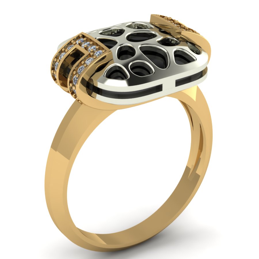 Перстень из красного+белого золота  с цирконием (модель 02-1306.0.4401) - 2