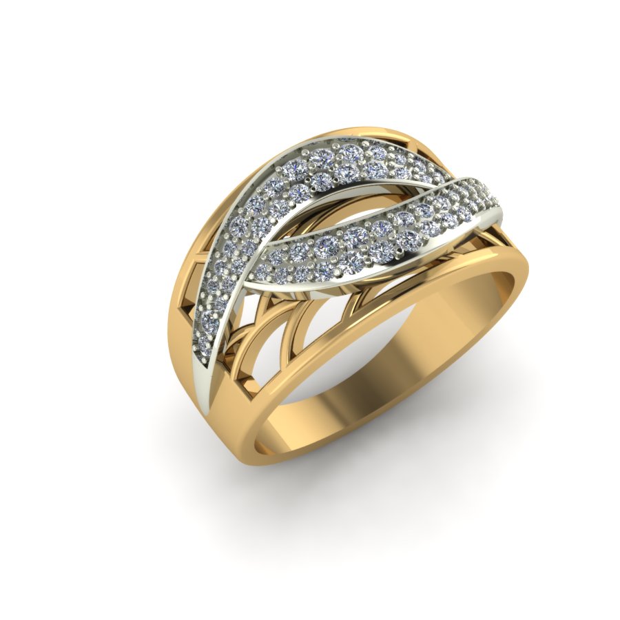 Перстень из красного+белого золота  с цирконием (модель 02-1545.0.4401) - 5