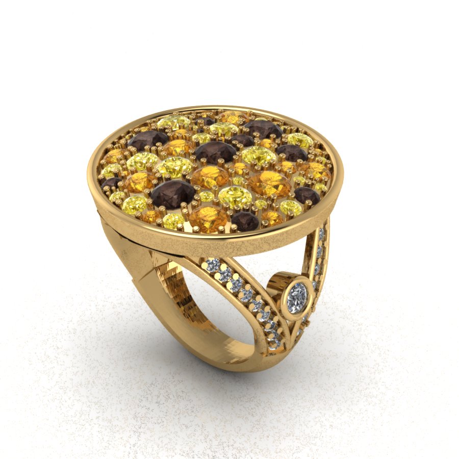 Перстень из красного золота  с дымчатым кварцем (модель 02-1254.0.1250) - 3