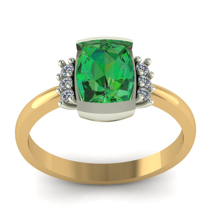 Перстень из красного+белого золота  с топазом зеленым (модель 02-1248.0.4225) - 5