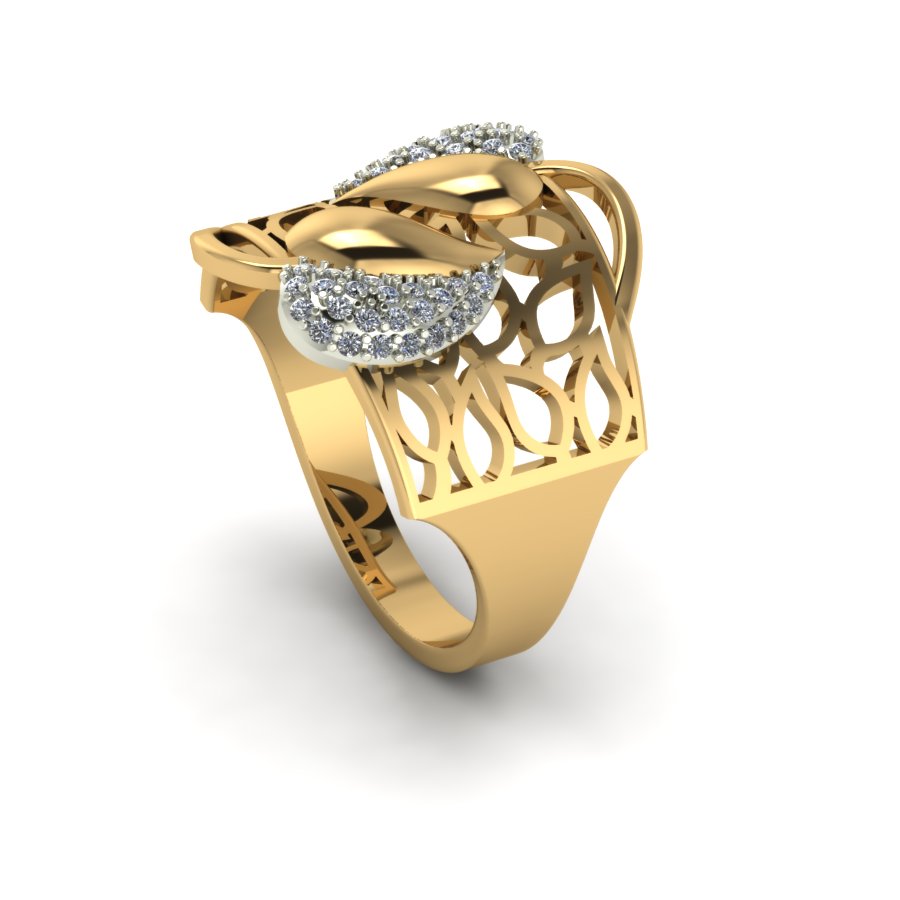 Перстень из красного+белого золота  с цирконием (модель 02-1550.0.4401) - 6