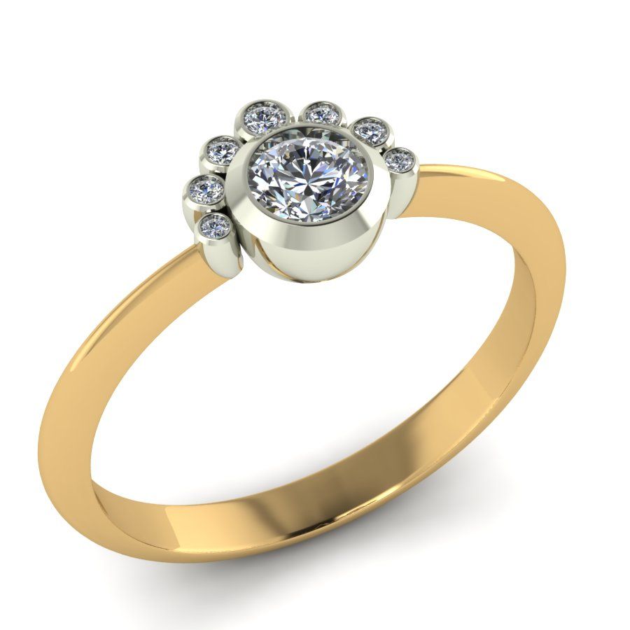 Перстень из красного+белого золота  с цирконием (модель 02-1956.0.4401)