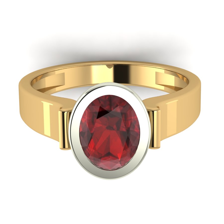 Перстень из красного+белого золота  с гранатом (модель 02-1261.0.4210) - 1