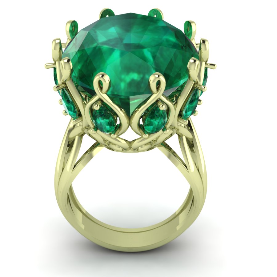 Перстень из лимонного золота  с кварцем зеленым (модель 02-1781.0.3256) - 3