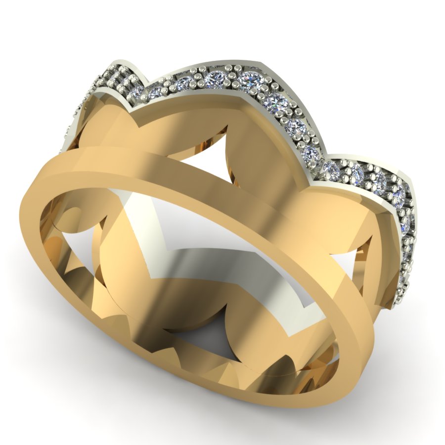 Перстень из красного+белого золота  с цирконием (модель 02-1088.0.4401) - 6