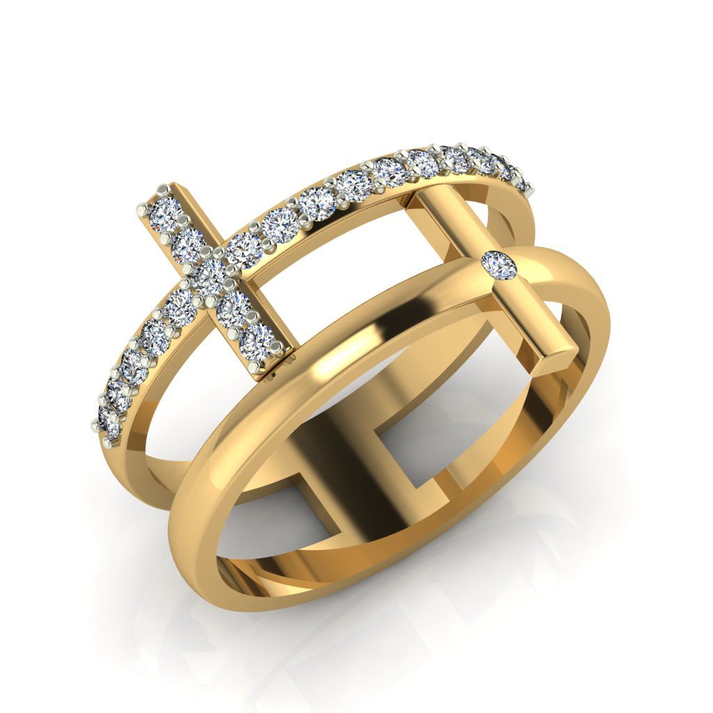 Перстень из красного золота  с цирконием (модель 02-2366.0.1401)