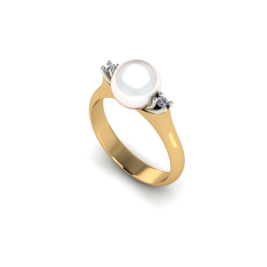 Перстень из красного+белого золота  с жемчугом (модель 02-1515.0.4310) - 3