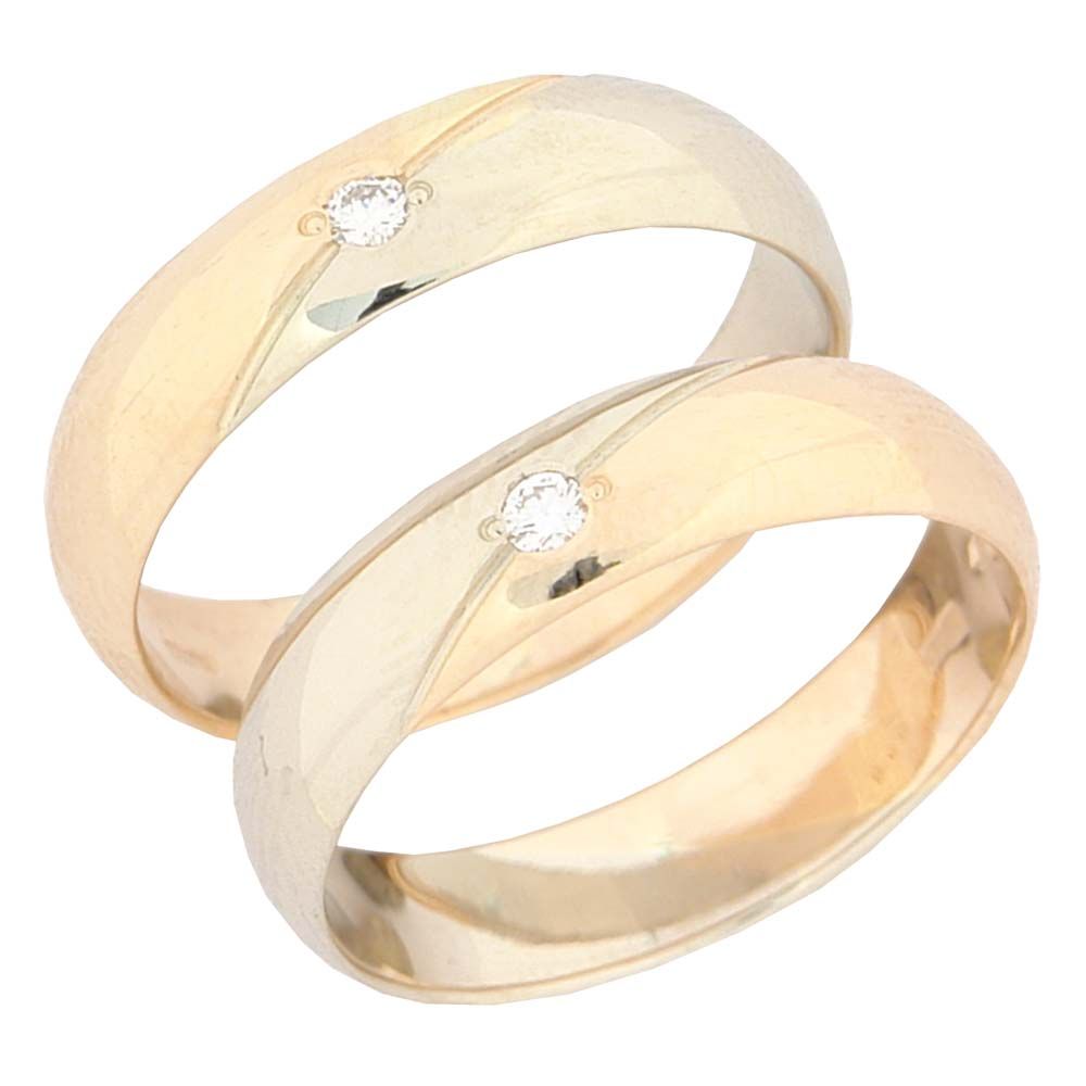 Обручальное кольцо из красного+белого золота  с бриллиантом (модель 04-0130.0.4110)