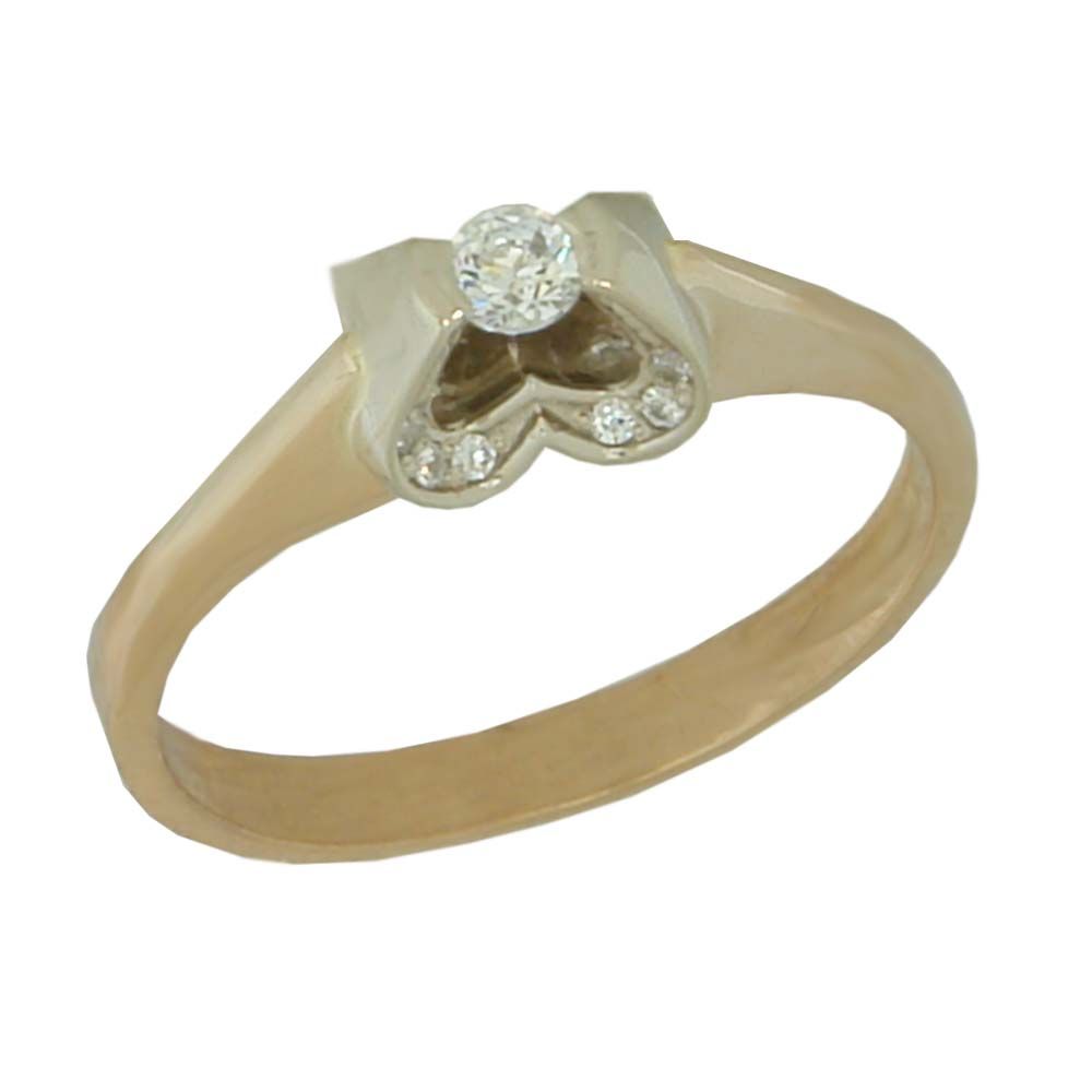 Перстень из красного+белого золота  с цирконием (модель 02-0801.0.4401)