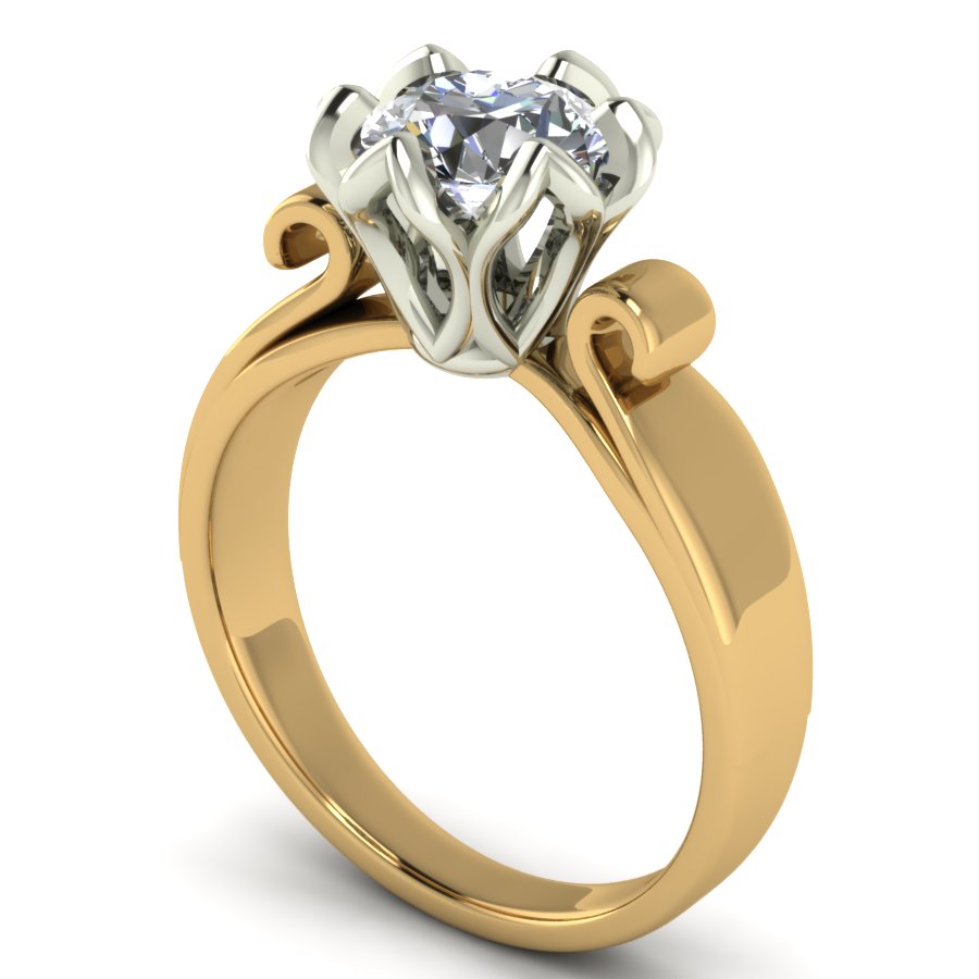 Перстень из красного+белого золота  с цирконием (модель 02-1237.0.4401) - 3