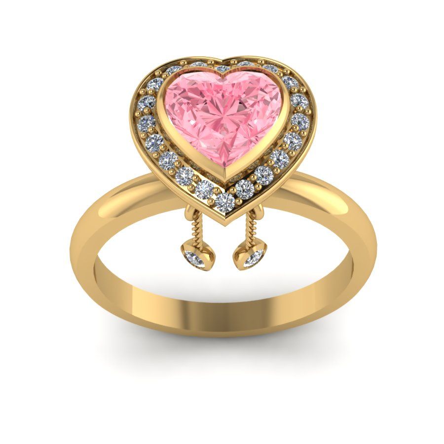 Перстень из красного+белого золота  с топазом розовым (модель 02-1798.0.4227)