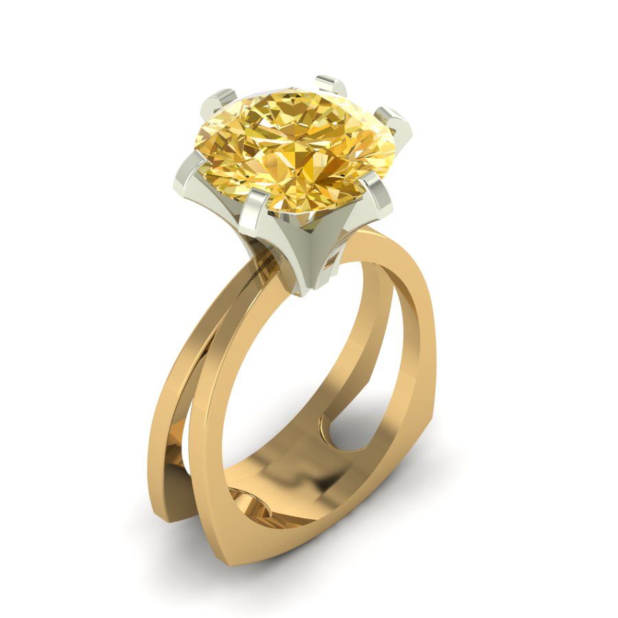 Перстень из красного+белого золота  с цитрином (модель 02-1322.1.4270)