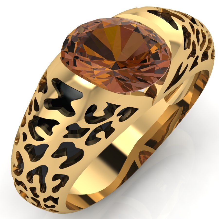 Перстень из красного золота  с дымчатым кварцем (модель 02-1906.0.1250)