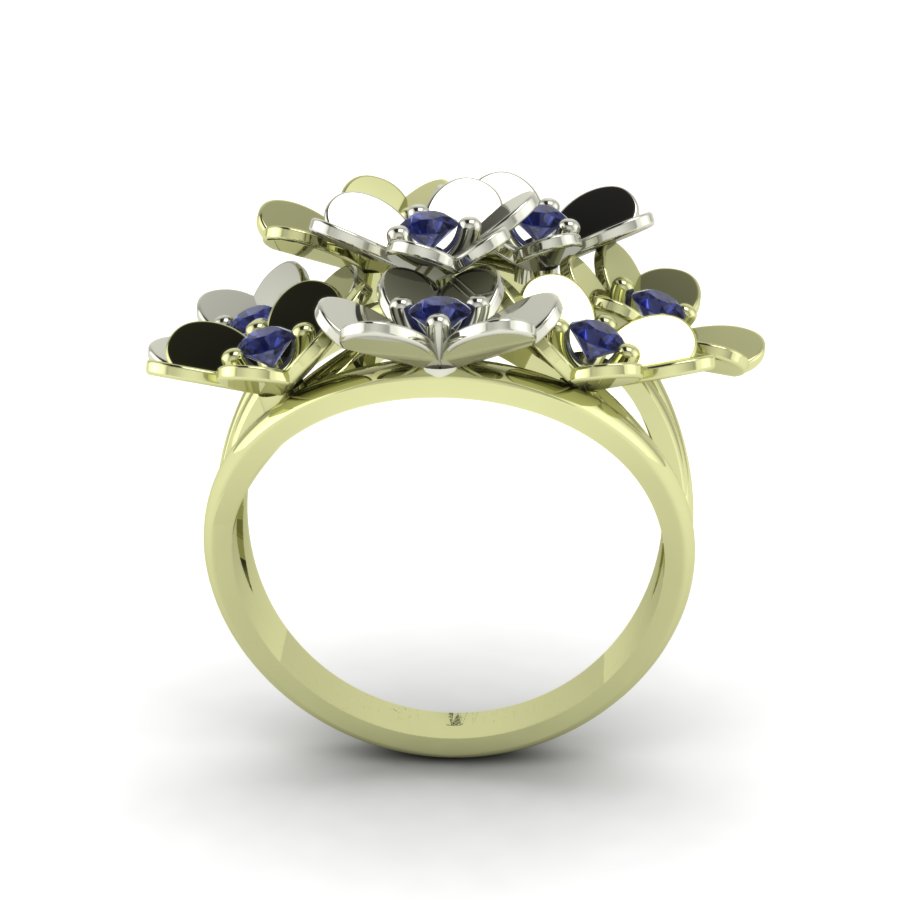 Перстень из лимонного+белого золота  с сапфиром (модель 02-1459.0.5120) - 4