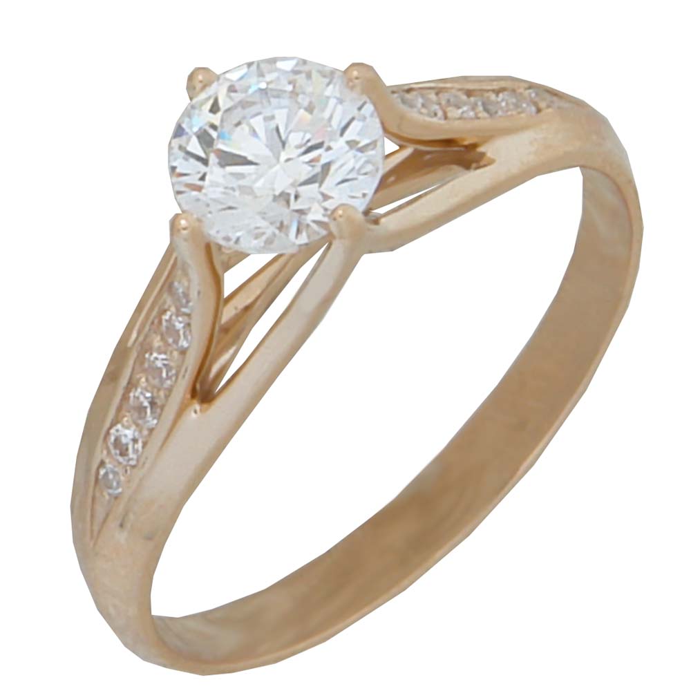 Перстень из красного золота  с цирконием (модель 02-0837.0.1401) - 2