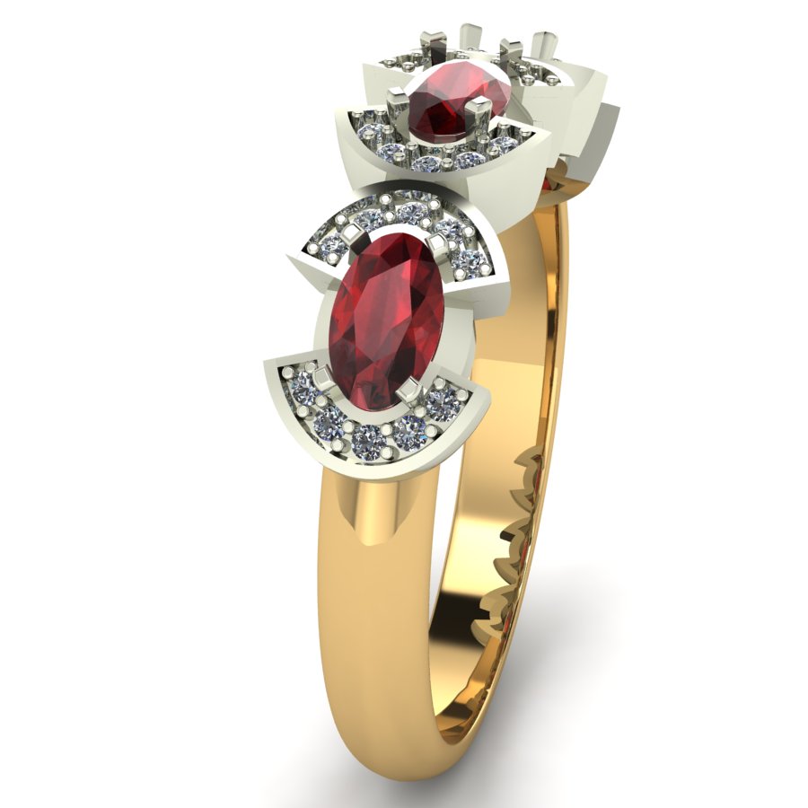 Перстень из красного+белого золота  с гранатом (модель 02-1036.0.4210) - 6