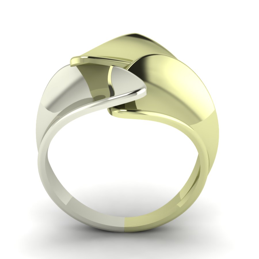 Перстень из лимонного+белого золота  (модель 02-1304.0.5000) - 3