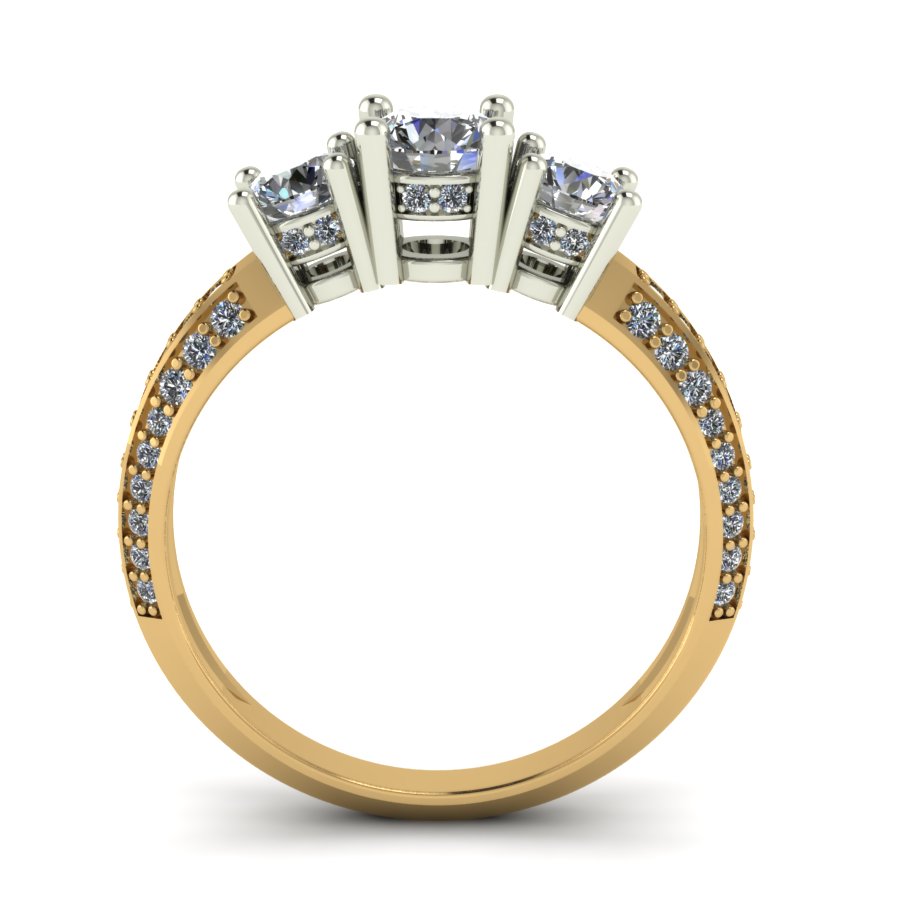 Перстень из красного+белого золота  с цирконием (модель 02-1516.0.4401) - 2