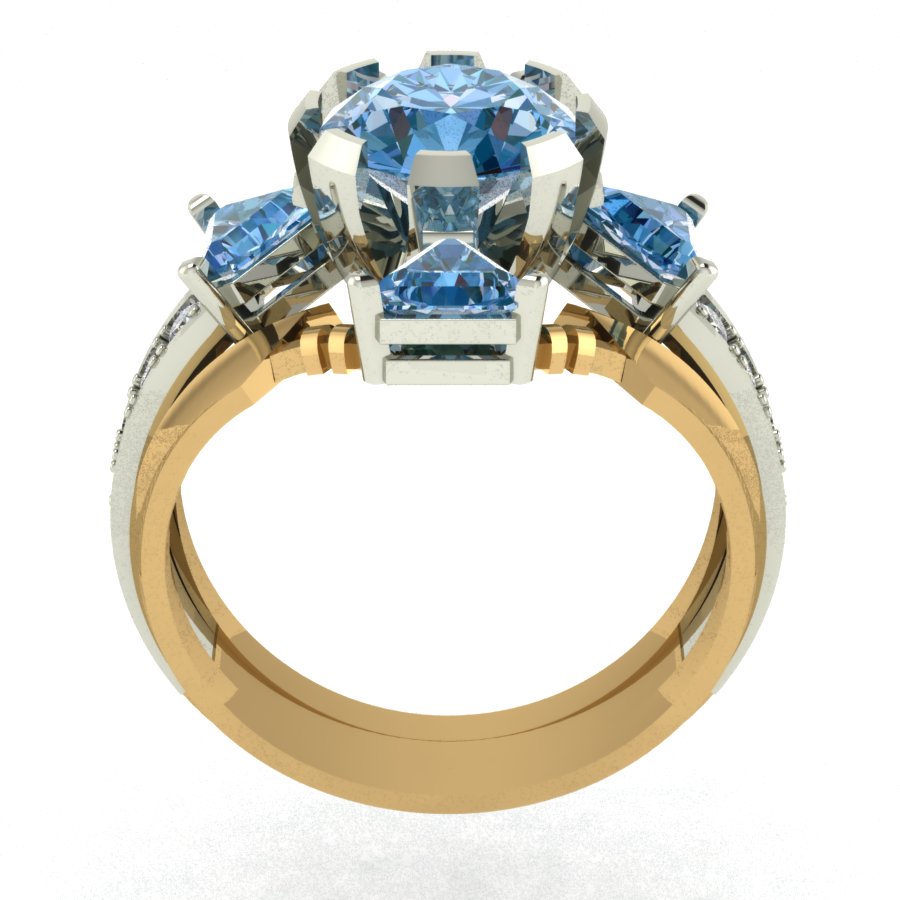 Перстень из красного+белого золота  с топазом (модель 02-1150.0.4220) - 6