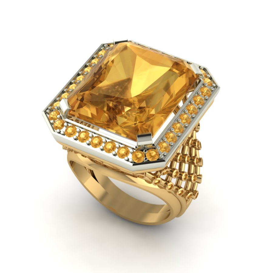 Перстень из красного+белого золота  с цитрином (модель 02-1374.0.4270) - 5