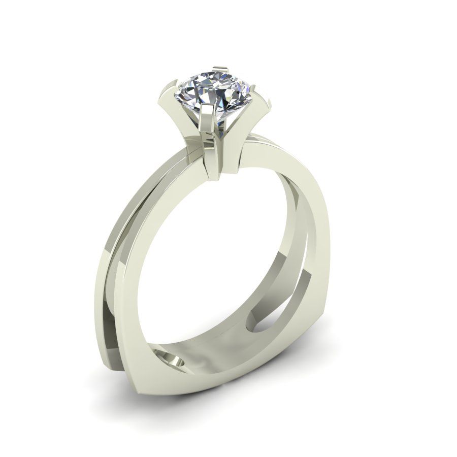 Перстень из белого золота  с бриллиантом (модель 02-1322.0.2110)