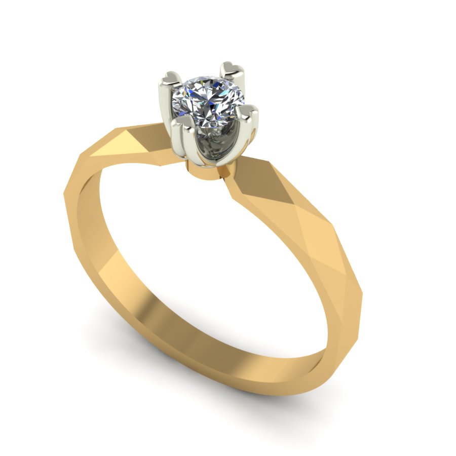 Перстень из красного+белого золота  с цирконием (модель 02-1341.0.4401) - 5