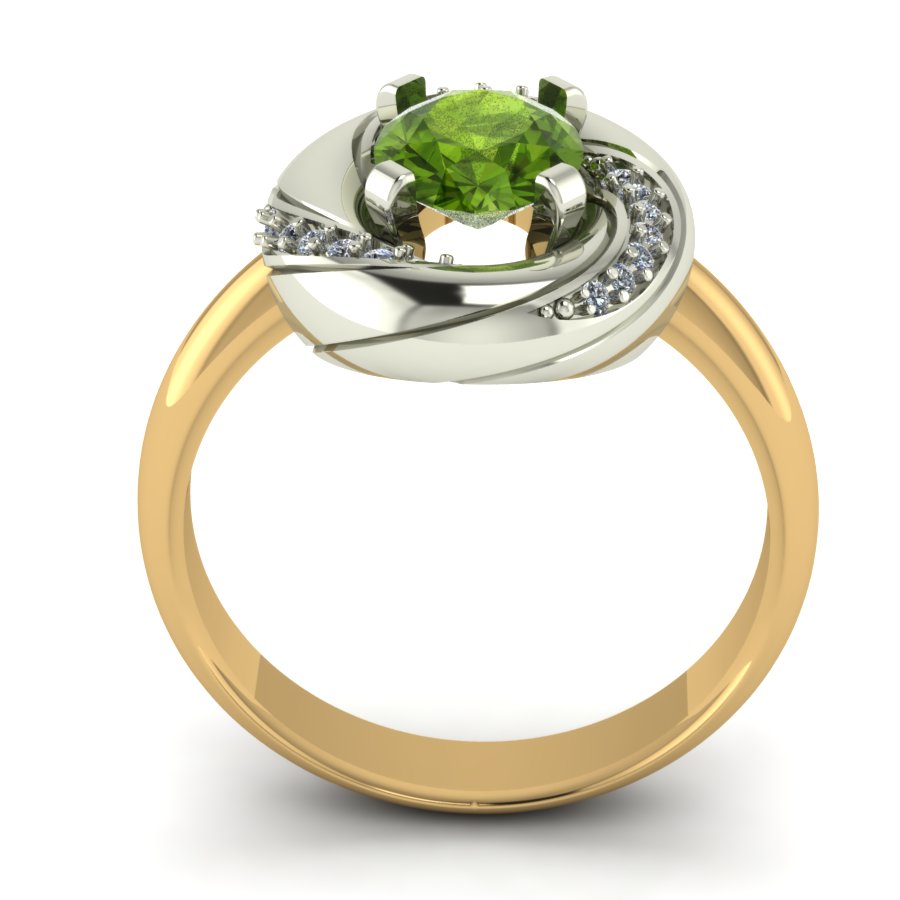 Перстень из красного+белого золота  с хризолитом (модель 02-1290.0.4230) - 4