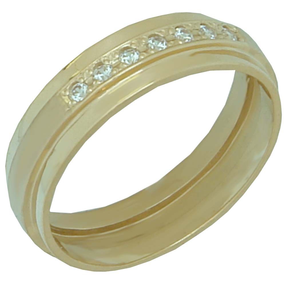 Обручальное кольцо из белого золота  с цирконием (модель 04-0146.0.2401)