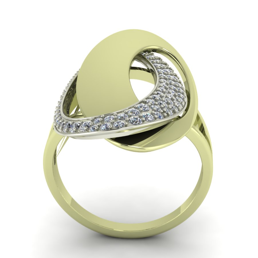 Перстень из лимонного+белого золота  с цирконием (модель 02-1421.0.5401) - 6