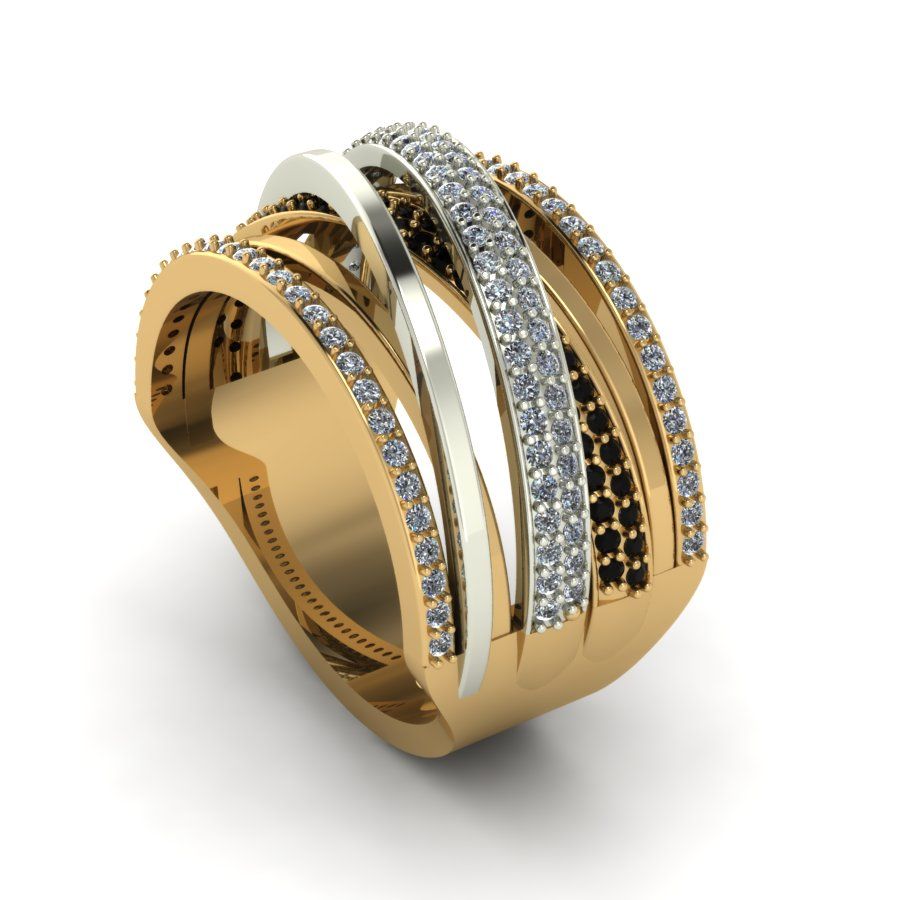 Перстень из красного+белого золота  с цирконием (модель 02-1284.0.4402)