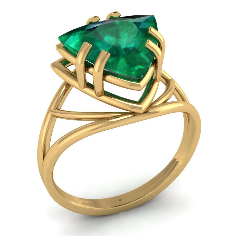 Перстень из красного золота  с кварцем зеленым (модель 02-1816.0.1256)