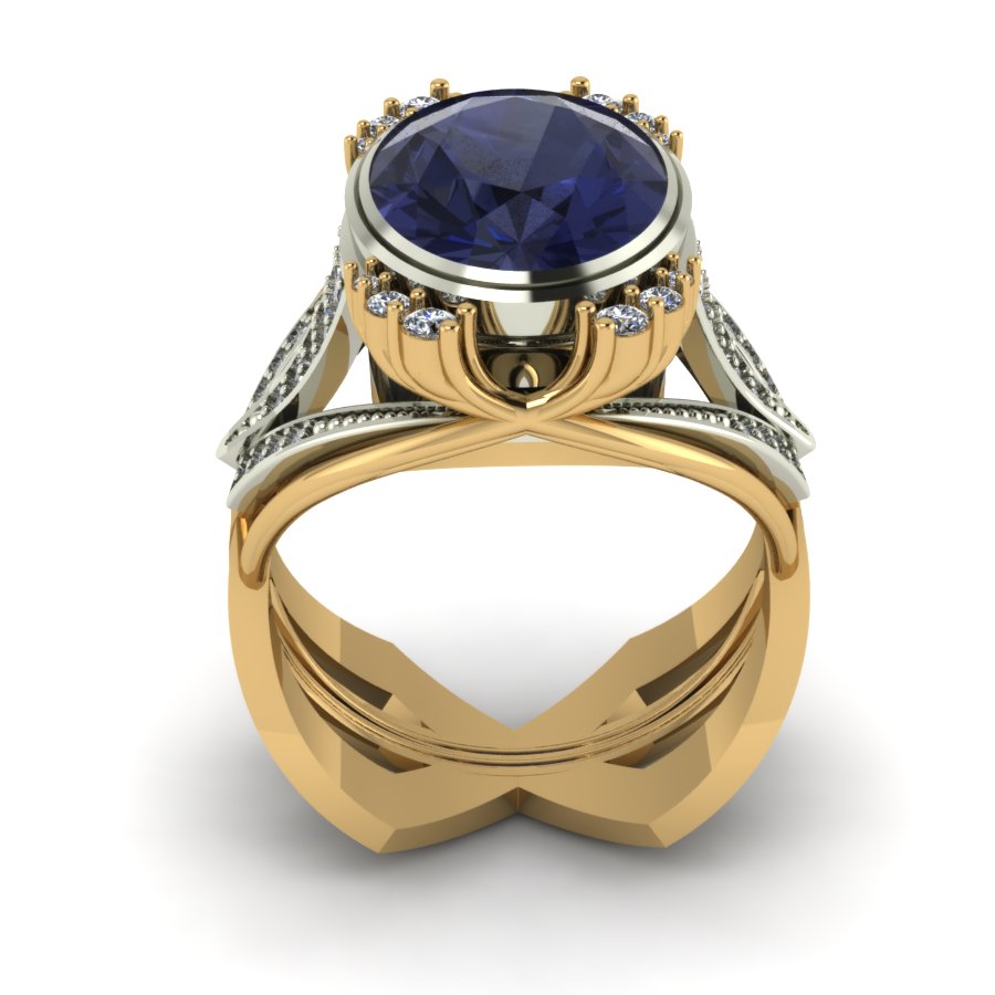 Перстень из красного+белого золота  с сапфиром (модель 02-1160.1.4121) - 4