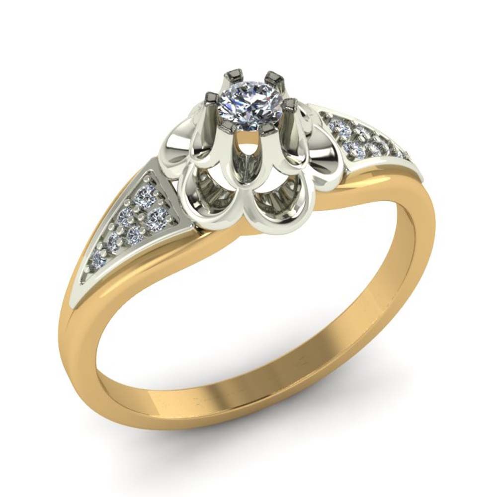 Перстень из красного+белого золота  с цирконием (модель 02-1680.0.4401)
