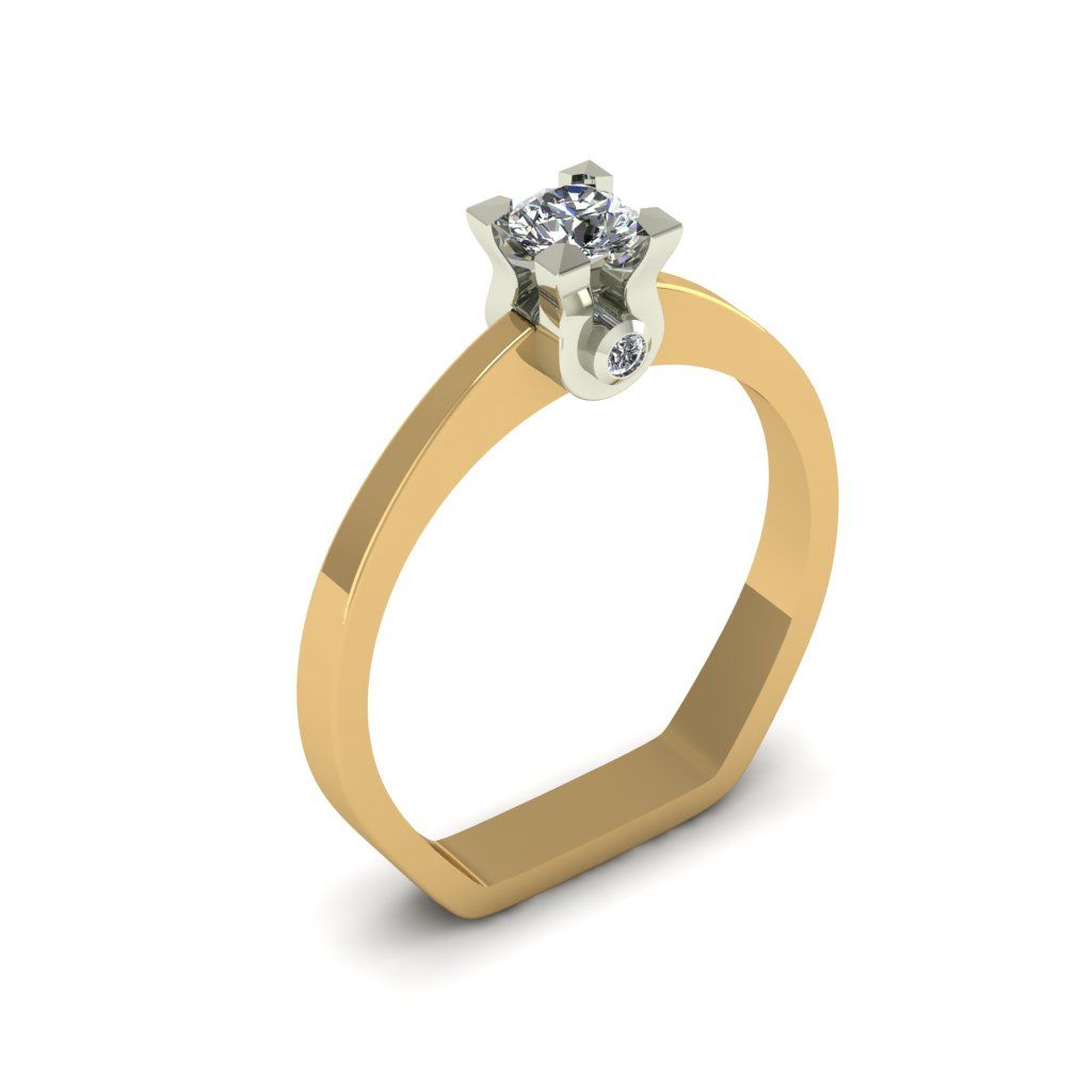 Перстень из красного+белого золота  с бриллиантом (модель 02-2516.0.4110)