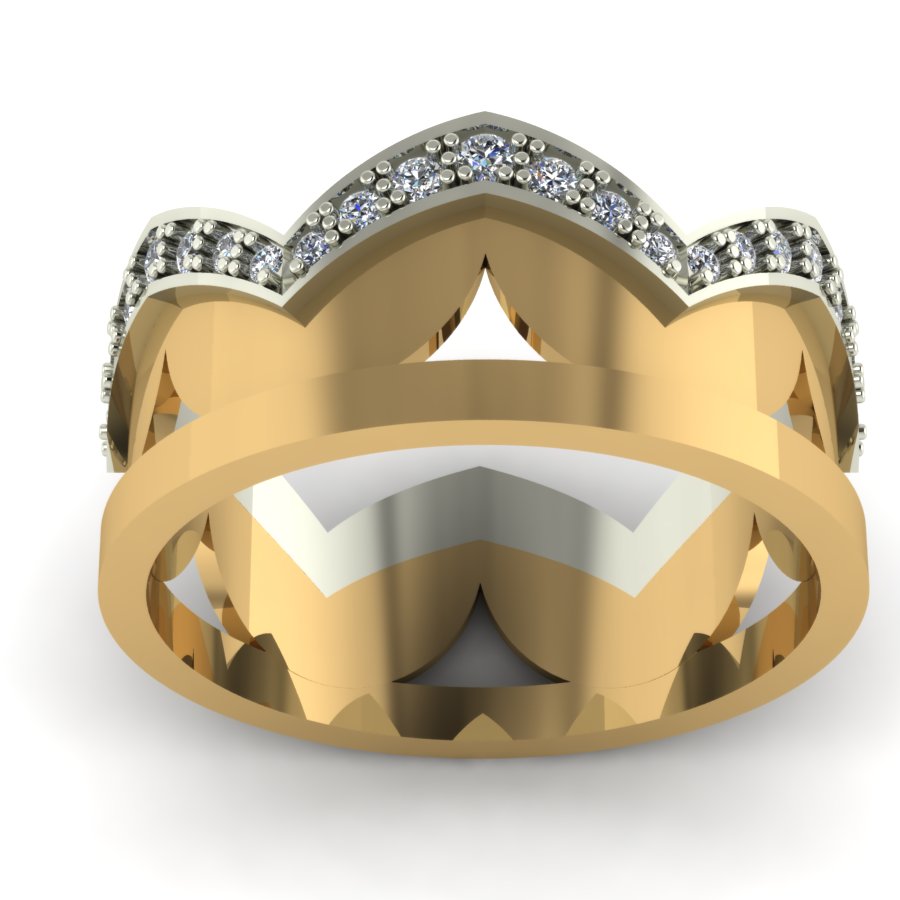 Перстень из красного+белого золота  с цирконием (модель 02-1088.0.4401) - 3
