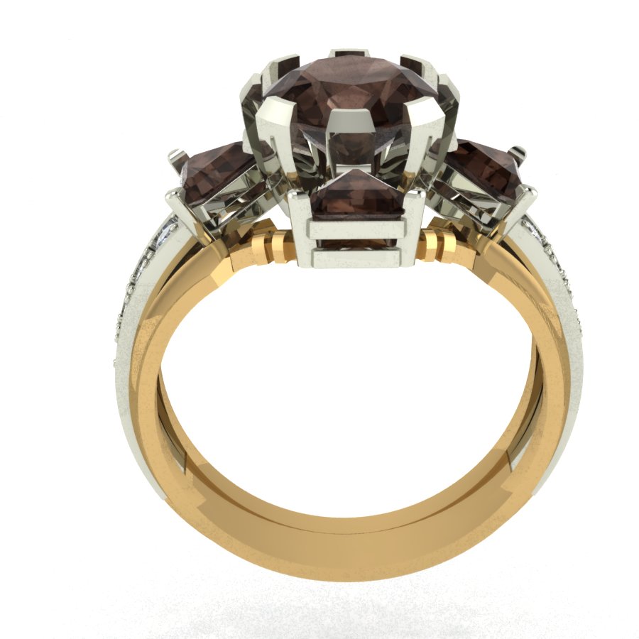 Перстень из красного+белого золота  с дымчатым кварцем (модель 02-1150.0.4250) - 4