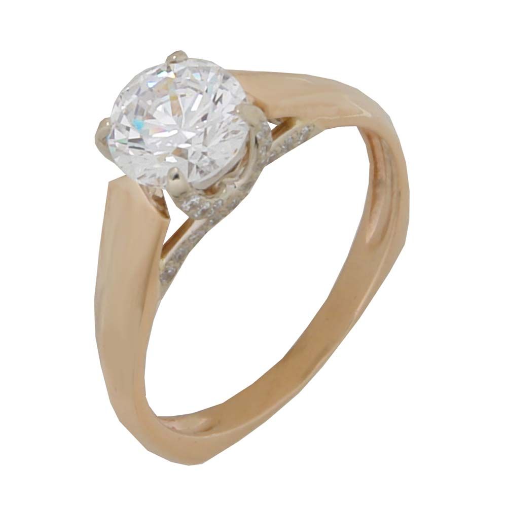 Перстень из белого золота  с цирконием (модель 02-0915.0.2401)